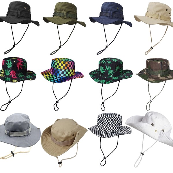 Mens Adjustable Fisherman Boonie Hat Adults Sun Hat Uv Protection Safari Hat Summer Beach Hat