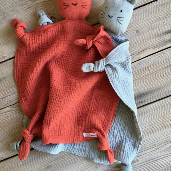 Grand Doudou Chat Plat pour Bébé