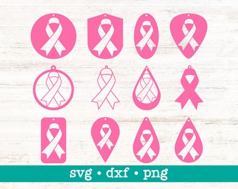 Kanker oorbel svg, Kanker oorbel dxf, Faux oorbel gesneden bestanden, Kanker bewustzijn lint oorbel png, Kanker oorbel gesneden bestand, Commercieel gebruik