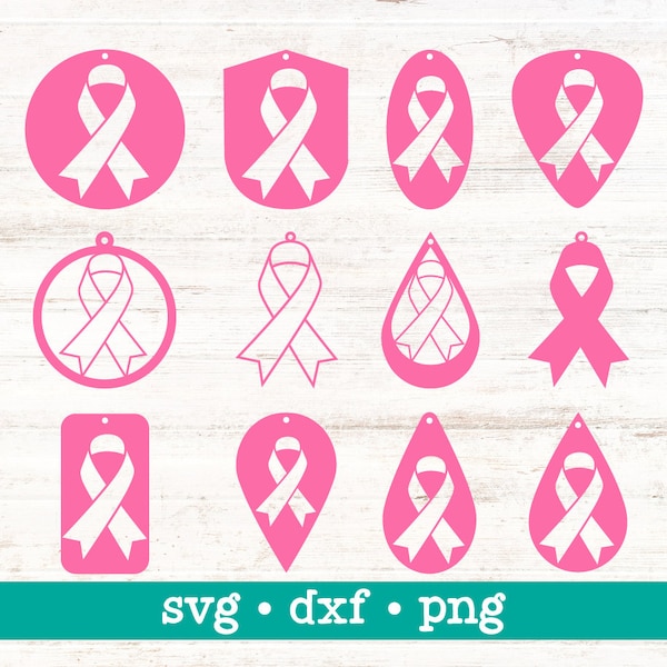 Cancer earring svg, Cancer earring dxf, Faux earring cut files, Cancer awareness ribbon earring png, Cancer earring cut file, Commercial use