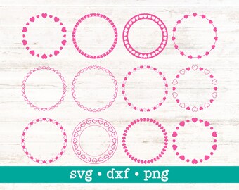 Círculo cardíaco svg, Monograma cardíaco svg, Marco cardíaco dxf, Monograma del círculo cardíaco svg, Corazón svg, Marco svg para Cricut, Uso comercial