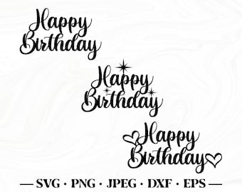 Taart topper svg, Happy birthday svg, Birthday cake topper svg, Birthday svg, Cake topper dxf, Happy birthday cake topper svg, Download bestanden