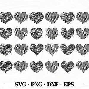 Scribble hearts bundle svg, Scribble hearts svg, Scribble hearts dxf, Scribble heart png, Scribble hearts silhouette, Utilisation commerciale