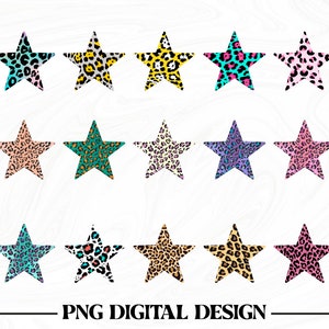 ヒョウ柄の星、ヒョウ柄の星 png バンドル、動物柄の星 png、ヒョウ柄の星 クリップアート、ヒョウ柄 png、チーター柄の星