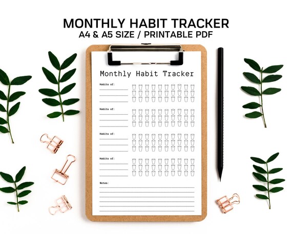 Monthly Habit Tracker Printable Habit Tracker Template - Etsy