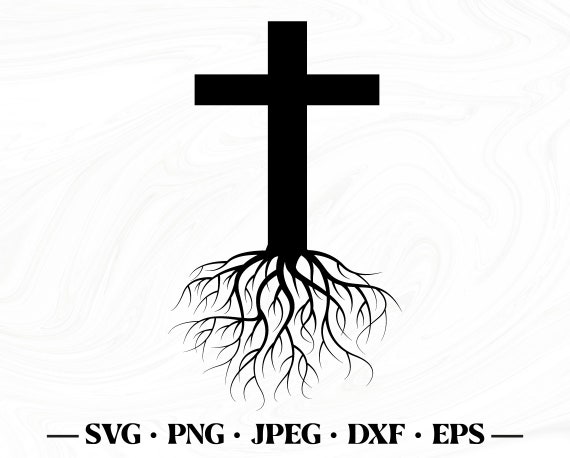 Cross With Tree Roots Svg Cross With Tree Roots Dxf - Etsy
