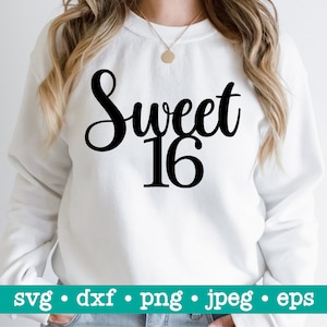 Sweet 16 svg, Sweet 16 svg file, Sixteenth birthday svg, Sixteenth birthday png, 16th birthday svg, 16th birthday svg file, Digital download