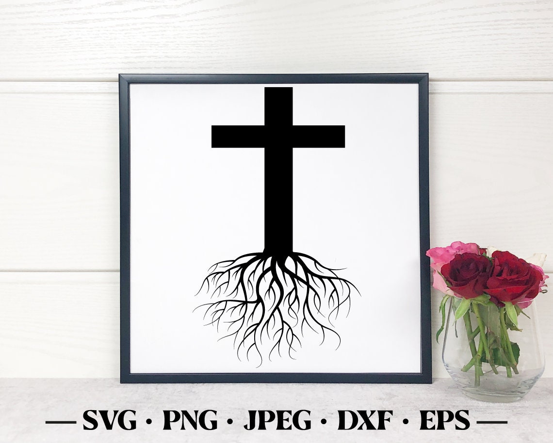 Cross With Tree Roots Svg Cross With Tree Roots Dxf - Etsy