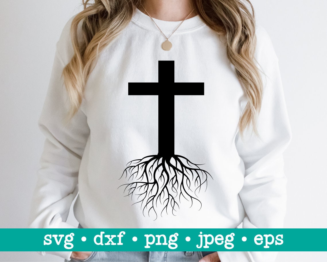 Cross With Tree Roots Svg Cross With Tree Roots Dxf - Etsy