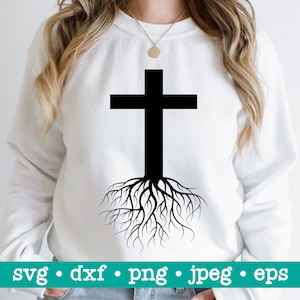Cross With Tree Roots Svg, Cross With Tree Roots Dxf, Chrisitan Cross ...