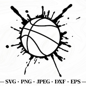 バスケットボール svg、バスケットボール カット ファイル、スポーツ svg、バスケットボール クリップアート、デジタル ダウンロード、バスケットボール クリップアート、スプラッター バスケットボール svg