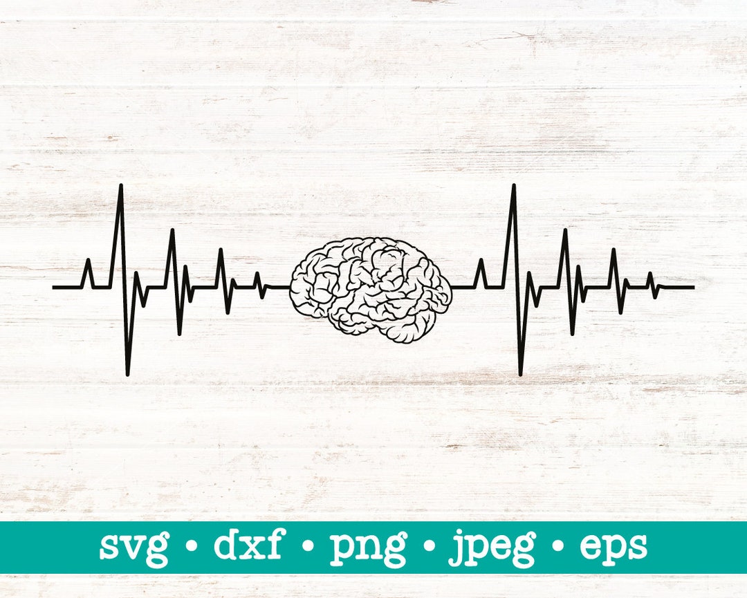 Brain Heartbeat Svg, Brain Heartbeat Dxf, Brain Heartbeat