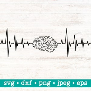 Hersenen hartslag SVG, Hersenen hartslag DXF, Hersenen hartslag PNG, Hersenen EKG SVG, Medische SVG, Neurologie SVG, Hersenkanker SVG, Dementie SVG