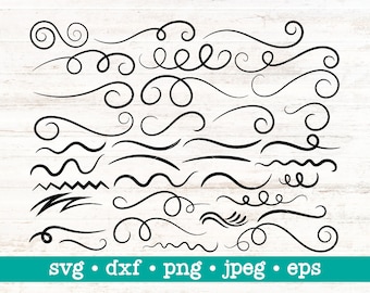 Swoosh bundle svg, Swish bundle svg, Squiggle svg, Word underlines, Swash underline svg, Swishes lines svg, Swashes lines, Swooshes lines