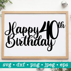 Buon 40° compleanno svg, 40° compleanno svg, Buon 40° compleanno cake topper svg, Quaranta compleanno svg, 40° compleanno torta topper svg, 40° svg