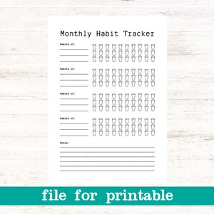 Monthly habit tracker printable, Habit tracker template, Routine tracker, Monthly habit tracker challenge, A4/A5 size, Instant download