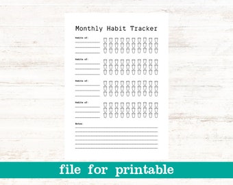 Monthly habit tracker printable, Habit tracker template, Routine tracker, Monthly habit tracker challenge, A4/A5 size, Instant download
