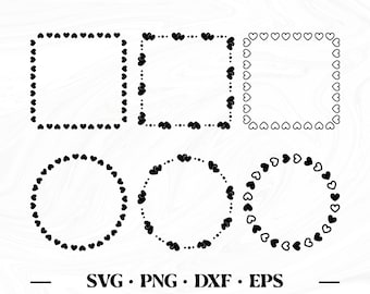 Heart frame svg, Heart frame bundle, Circle monogram frame svg, Heart svg, Frame svg files, Heart border png, Heart dxf, Uso comercial
