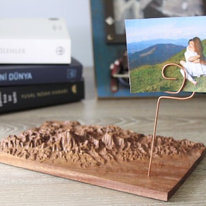 Custom Personalized Wooden Relief 3D Maps Photo Holder | Housewarming Gift | Wooden Topographic Map of Any Place in the World