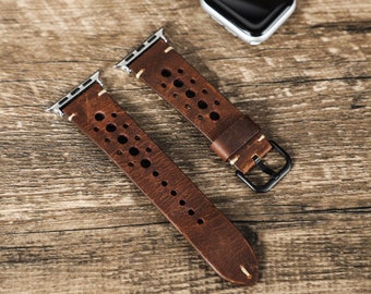 Personalisiertes Apple Watch Armband aus Leder, 38mm 40mm 41mm 42mm 44mm 45mm 49mm, Apple Watch Band, Geschenk für Männer