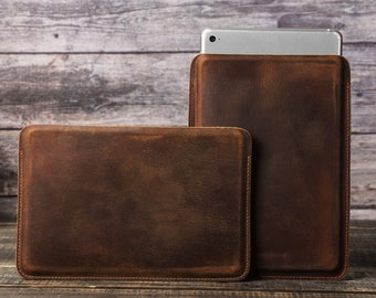 Personalisierte iPad Mini 6 Ledertasche, Vintage iPad 6. Generation Hülle, iPad Mini 6 Slim Sleeve, Für iPad 7,9 8,3 Zoll, Lederhülle für iPad