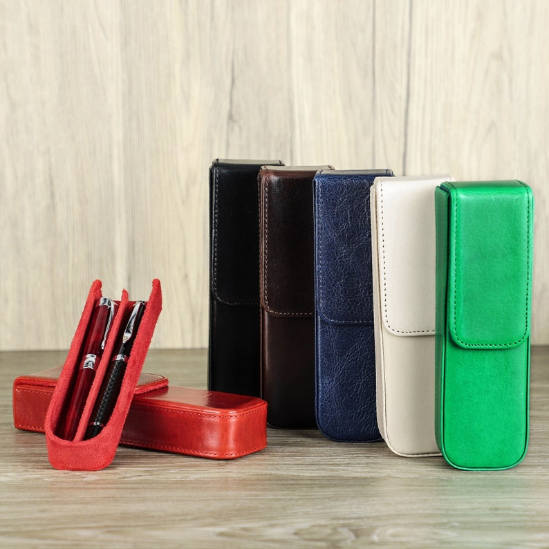Personalized Fountain Pen Case, 2 slots Leather Pen Holder, Travel Pen Box, Pen Case Organizer, Luxury Pen Display, Handmade Gift For Men image 4