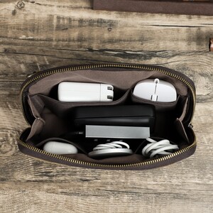 Personalized Travel Electronics Accessories Bag, Digital Gadgets Case, Cable Charge Storage Bag, Portable Cord Pouch, Gift for Men image 2