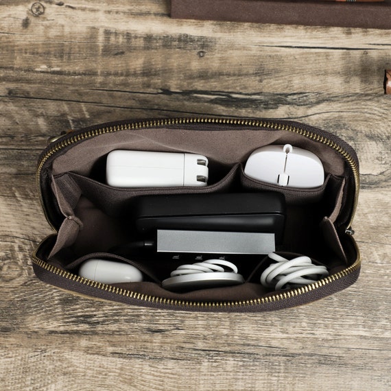 Personalized Travel Electronics Accessories Bag, Digital Gadgets Case,  Cable Charge Storage Bag, Portable Cord Pouch, Gift for Men 