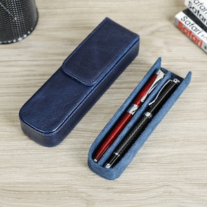 Personalized Fountain Pen Case, 2 slots Leather Pen Holder, Travel Pen Box, Pen Case Organizer, Luxury Pen Display, Handmade Gift For Men