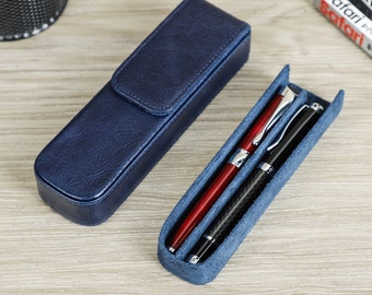 Personalized Fountain Pen Case, 2 slots Leather Pen Holder, Travel Pen Box, Pen Case Organizer, Luxury Pen Display, Handmade Gift For Men