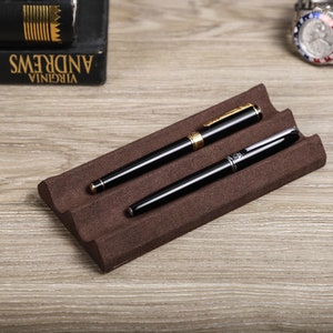 Leather Pen Trays for Desk,3 Pen Holders Display,Desk Pen Organizer Accessories,Gift for Father Day, Gift for Teacher