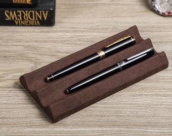 Leather Pen Trays for Desk,3 Pen Holders Display,Desk Pen Organizer Accessories,Gift for Father Day, Gift for Teacher