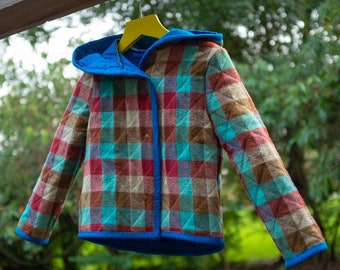 Kids quilt coat - size 5T - cozy handmade kids gift