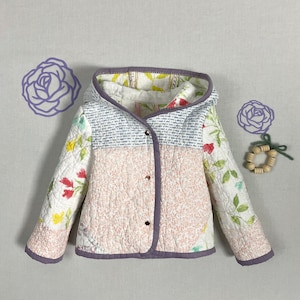 Kids hooded quilt coat - size 2T - cozy handmade toddler gift