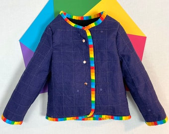 Kids fleece lined quilt coat - size 4T- cozy handmade toddler gift