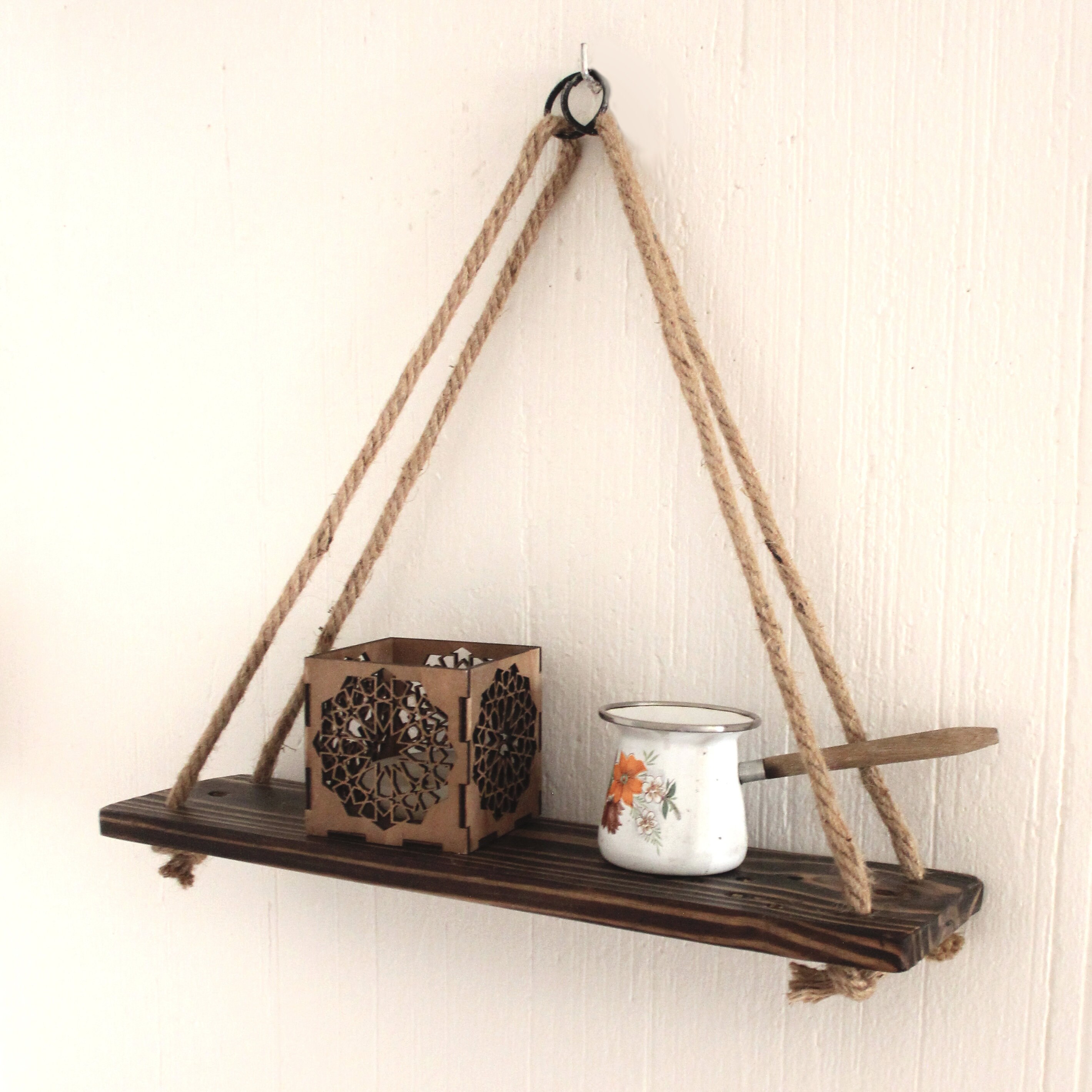 Rustic Hanging Planter Shelf: Reclaimed Wood Outdoor Decor