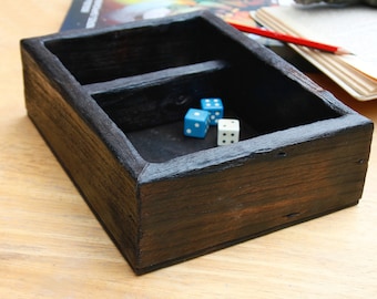 Dice tray for board games, dnd, rolling tray made of reclaimed wood, treasure box, farmhouse wooden tray