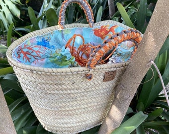 Handwoven Palm Straw Basket Bag, Personalized Gift
