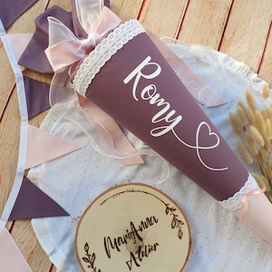 Schultüte "lila mit Spitzenrand" für Mädchen in lila rosa passend zum Lässig Schulranzen