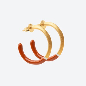 Two tone hoop earrings, Gold hoops, Medium hoop earrings, Sterling silver earrings, Enamel earrings, Everyday earrings, Unique hoop earrings