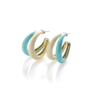 Handmade earrings, Two tones earrings, Double hoop earrings, Colored earrings, Hoop earrings, Brass earrings, Unique earrings, Colored hoops