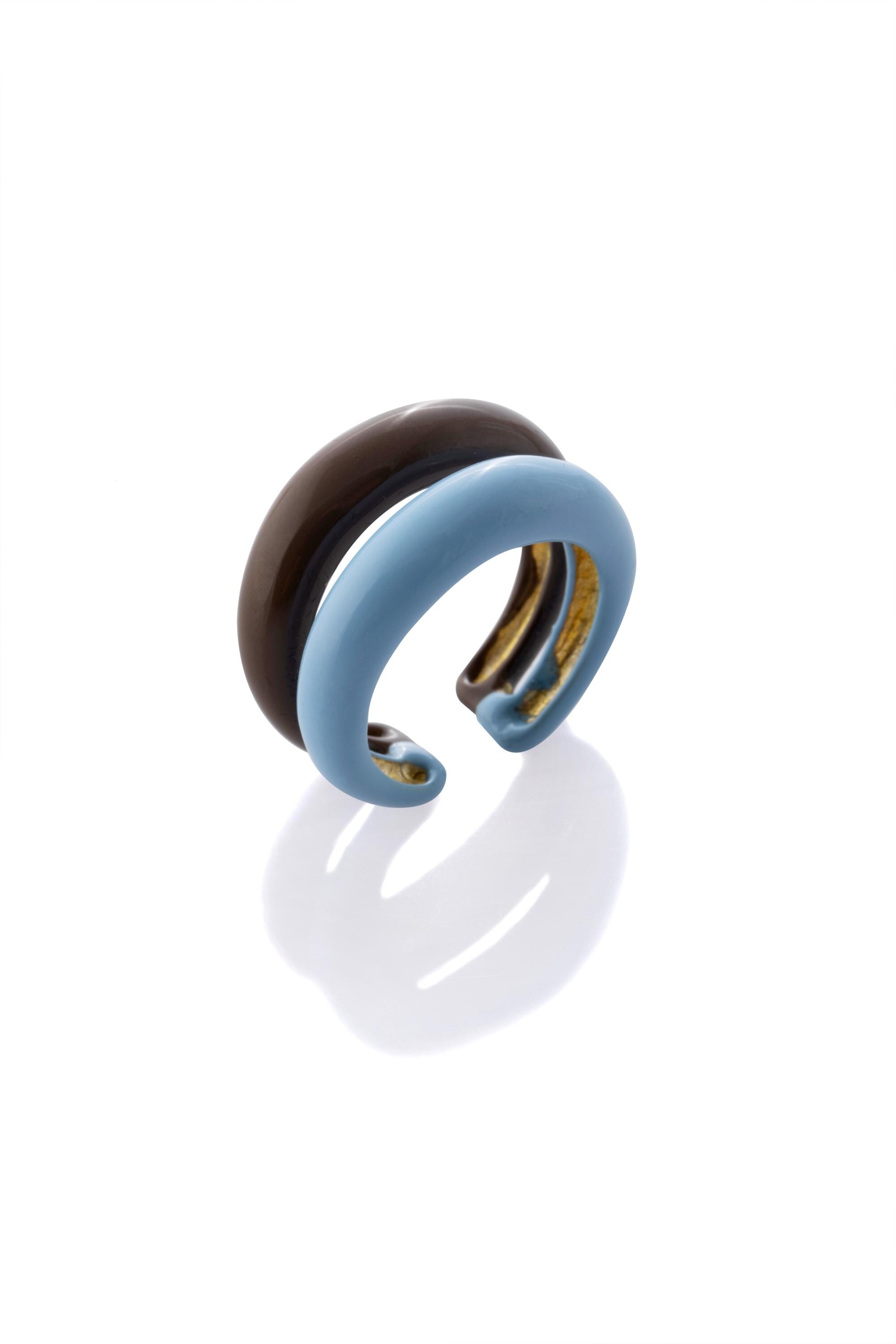 Enamel Rings, Two Colors Rings, Colorful Rings, Layered Rings, Brass ...