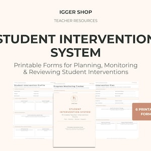 Student Intervention Forms, Progress Monitoring Tracker, Support Plan, Teacher Documentation, Classroom Resource PDF