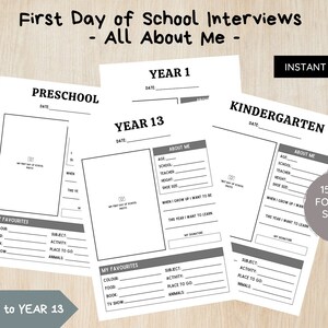 Printable First Day Of School Interviews • School Questionnaire • All About Me • School Memories Page • Kids Keepsake • Minimalist Printable