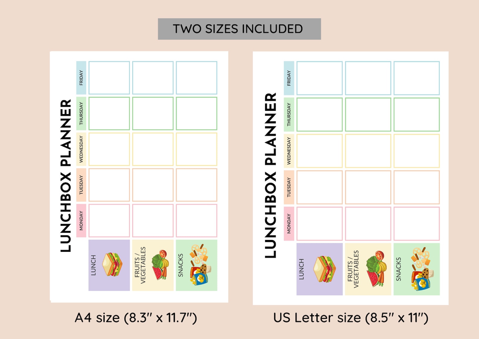 Printable Lunchbox Planner • School Lunch Box Planner • Packing Kids Lunch Box • Lunchbox Idea ...