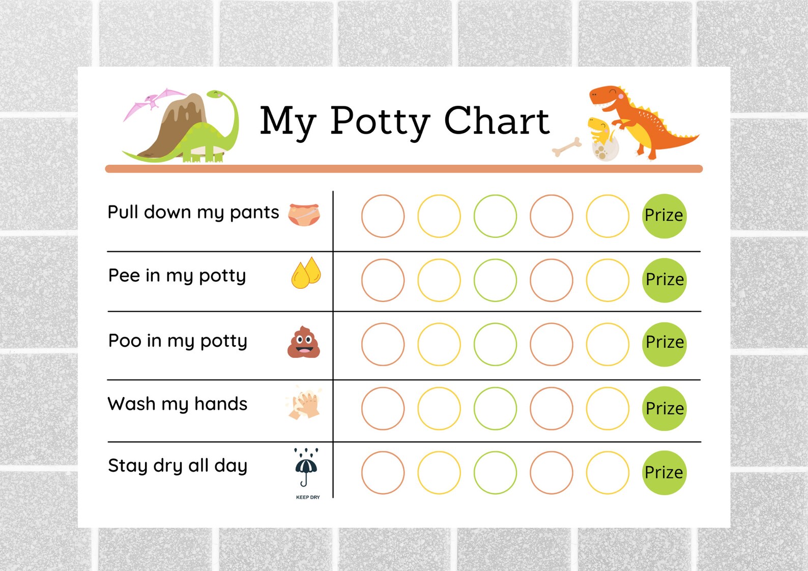 Printable Dinosaurs Potty Training Chart Sticker Chart Toilet Training ...