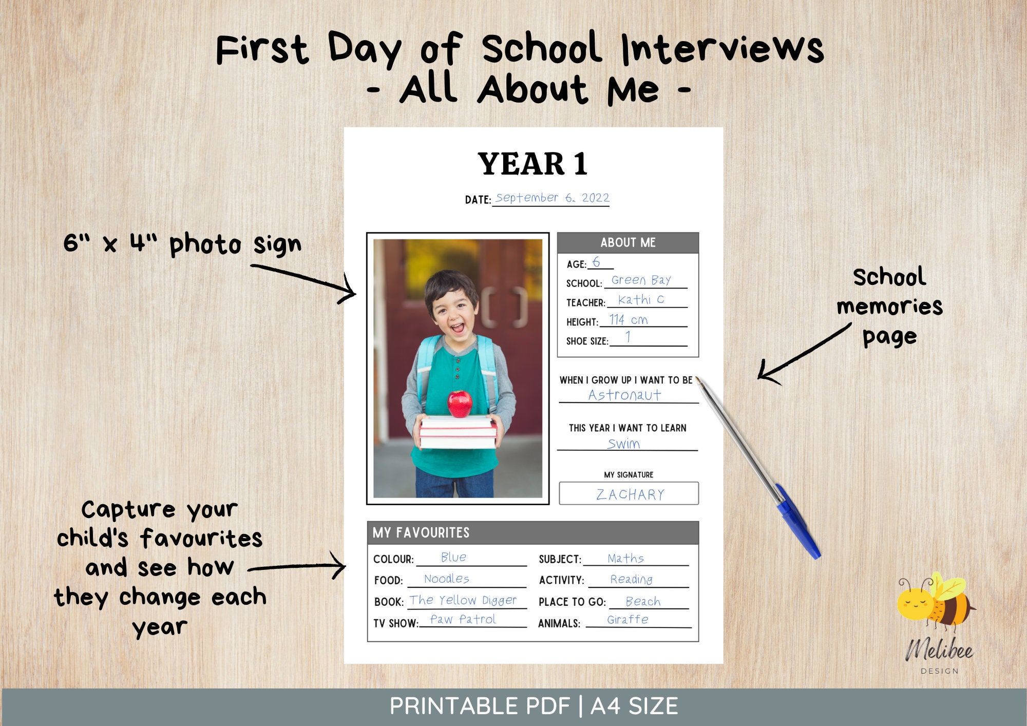 Printable First Day of School Interviews School Questionnaire All About ...