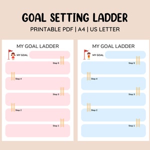 Goal Setting Ladder for Kids • Goal Ladder • Kids Goal Setting Printable • Goal Tracker • Goal Planning • Goal Planner • Goal Ladder Chart