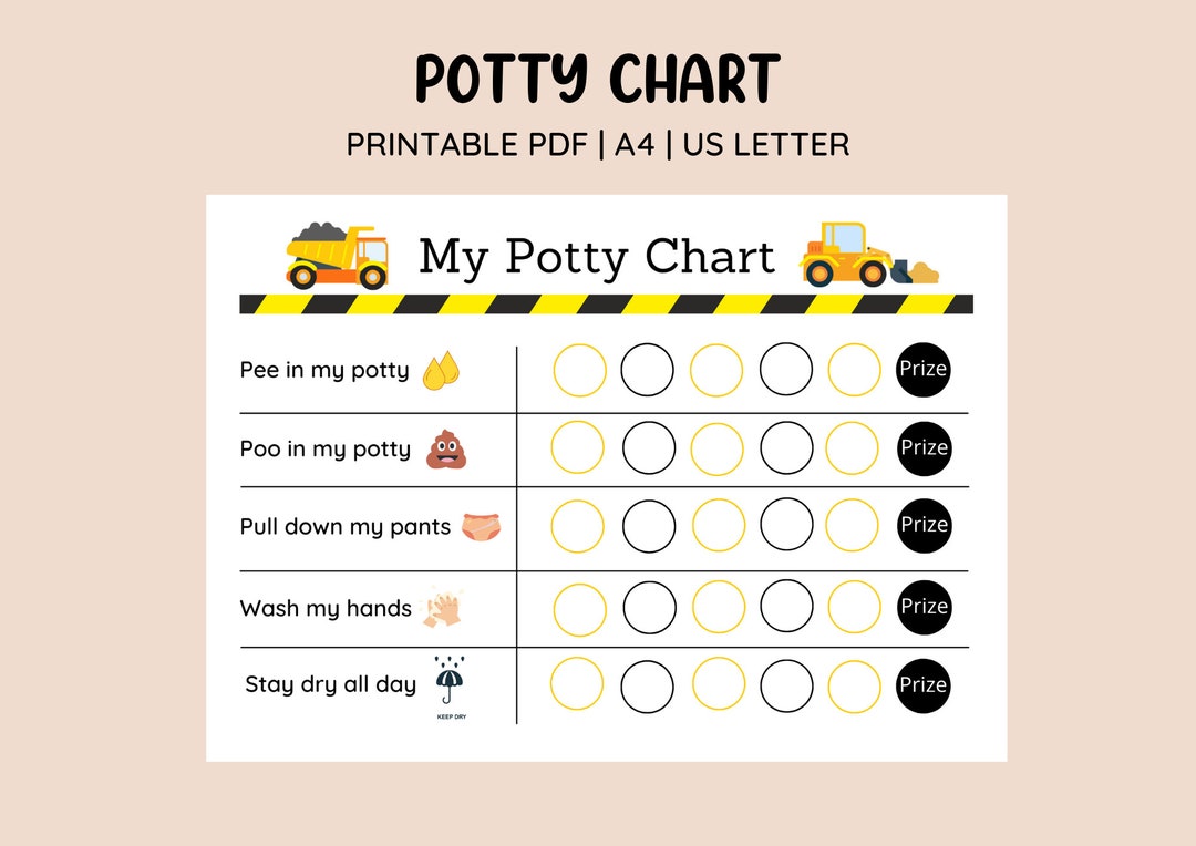 Printable Construction Potty Training Chart • Sticker Chart • Toddler ...