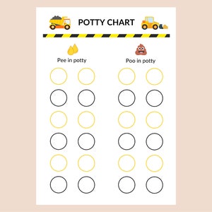 Printable Potty Training Chart • Potty Sticker Chart • Toddler Toilet Training • Kids Reward Chart • Boy Potty Chart • Construction • Reward